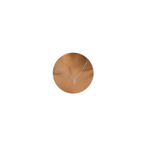 HSWYFCJY Collar Inicial Mujer Plata Letra S con Collar Colgante de Corazón Acero Inoxidable Personalizado Nombre Collar Para Mujer Cumpleaños Joyeria Regalos