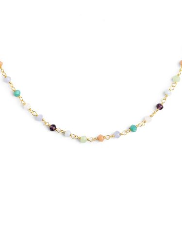 SINGULARU - Collar Crystals Colors - Gargantilla en Plata de Ley 925 con Acabado Baño de Oro de 18 Kt. - Cadena de Talla Unica - Joyas para Mujer - Varios Acabados