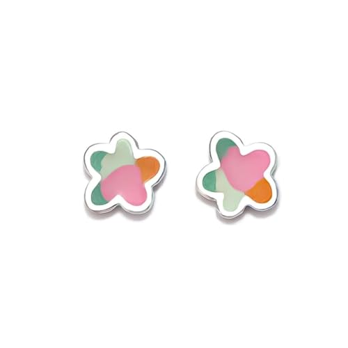 Pendientes Agatha Ruiz de la Prada Plata Ley 925m niña AQUA 7mm. forma flor colores pasteles