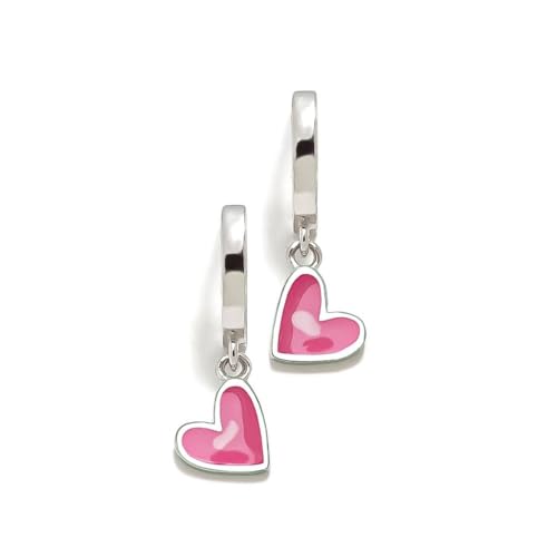 Pendientes Criollas Agatha Ruiz de la Prada Plata Ley 925m niña AQUA 20mm. corazón rosa