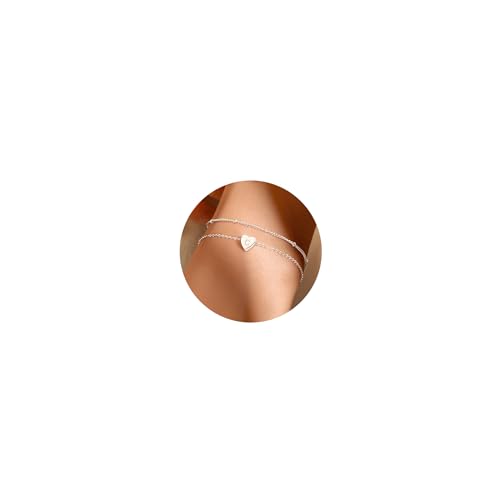 JeweBella Pulsera Inicial de Plata/Oro para Mujer - Corazón Personalizada de Acero Inoxidable - Joyas y Regalos de Cumpleaños para Mujeres y Niñas