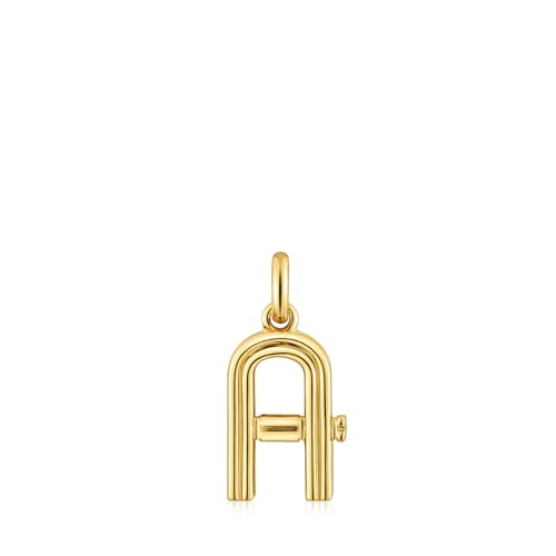 TOUS Colgante para Mujer Mediano Letra A con Baño de Oro 18 Kt sobre Plata de Primera Ley, Colección Alphabet