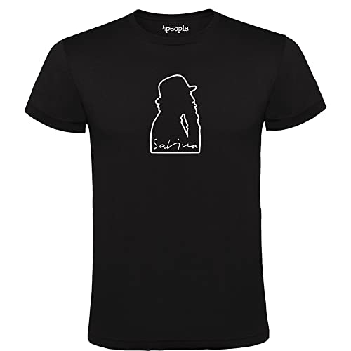 4people Camiseta Negra con Logo Joaquín Sabina 100% Algodón Hombre Tallas S M L XL XXL (L)