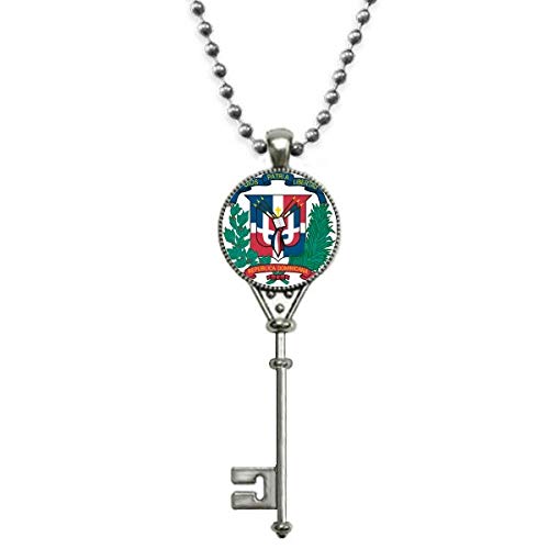 Beauty Gift Emblema nacional país República Dominicana Colgante Collar Vintage Llavero Plata Joyas