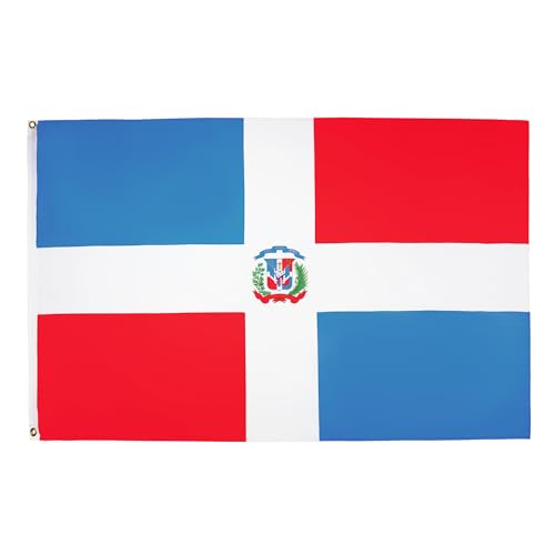 AZ FLAG - Bandera República Dominicana - 90x60 cm - Bandera Dominicana 100% Poliéster con Ojales de Metal Integrados - 50g - Colores Vivos Y Resistente A La Decoloración