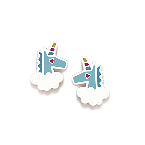 Pendientes Agatha Ruiz de la Prada plata Ley 925m colección ROSCA niña 8mm. unicornio color azul - Modelo: 035ROS