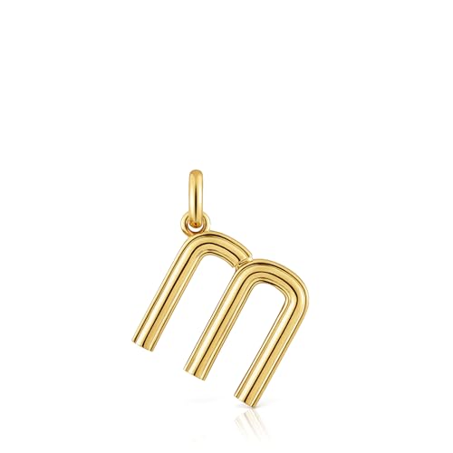 TOUS Colgante para Mujer Mediano Letra M con Baño de Oro 18 Kt sobre Plata de Primera Ley, Colección Alphabet