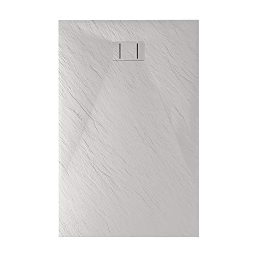 Idralite Plato de Ducha 80x140x2,6 CM Rectangular Blanco Efecto Piedra Mod. Blend