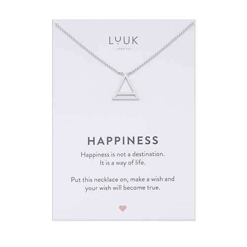 LUUK LIFESTYLE Collar moderno de acero inoxidable con colgante, longitud ajustable de 50 cm, joyería regalo para la mejor amiga, triángulo, plata
