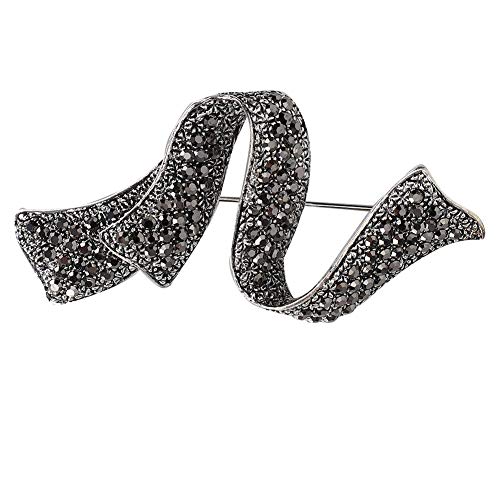 NOBRAND Broche de Cristal Negro de Diamantes de imitación Vintage Broche de Mujer Broche de Plata Antiguo Vintage Broches Elegantes exquisitos(3 3)