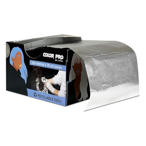 Papel Aluminio Peluquería Profesional 15 cm x 100 m | Papel Aluminio para Mechas, Decoloración, Coloración y Tintes (1 unidad)