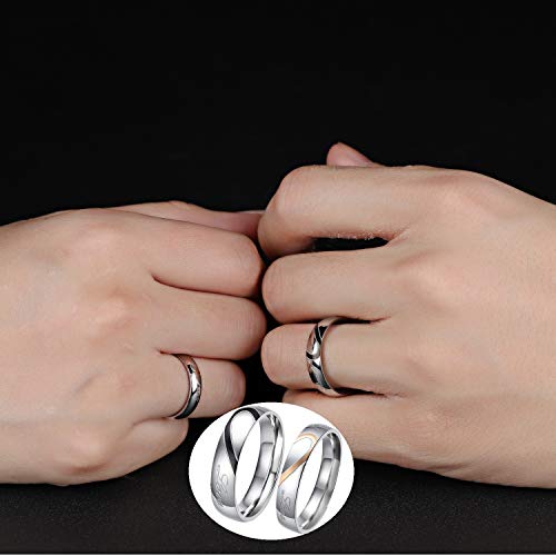 San Valentin parejas anillos colgantes con cadenas, 50 cm y 60 cm, circonitas, anillos para parejas, collares con grabado, regalo de amor (TYP3)