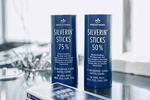 Rösch & Handel SILVERIN - Palillos de nitrato de plata, 75 % (200 mm, 10 unidades rígidas), para el tratamiento de verrugas y callos