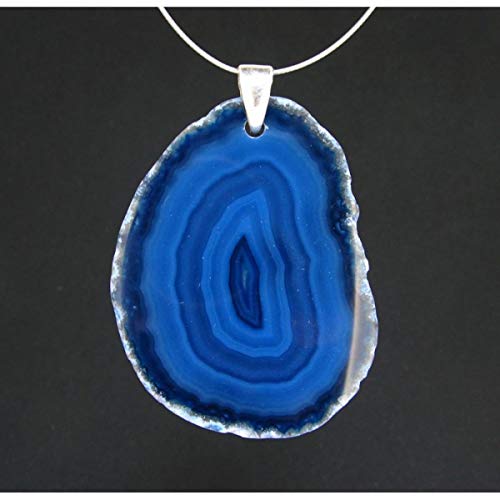 Colgante de Agata (baño de Plata) Color Azul Minerales y Cristales, Belleza energética, Meditacion, Amuletos Espirituales