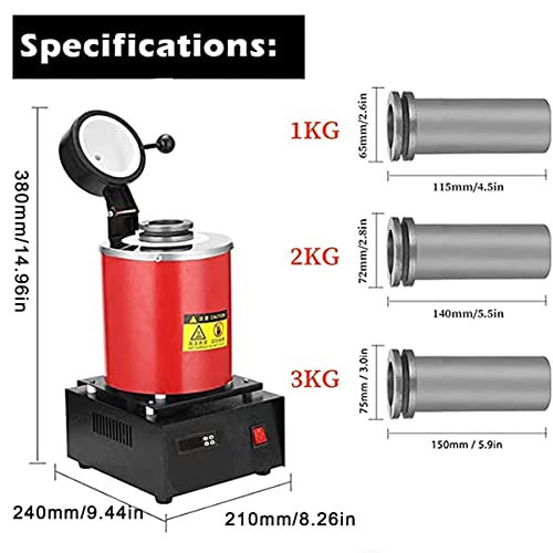 Máquina eléctrica digital de horno de fusión de oro con pinzas, protector de malla y crisol de grafito para refinar metales, perfecta para oro, plata, estaño, aluminio