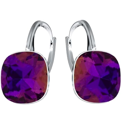 Pendientes de plata exclusivos diseños de cristal de marca – Pendientes de plata 925 de alta calidad para mujer en diferentes tonos y colores, Plata esterlina, Circonia cúbica
