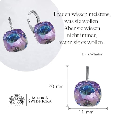 Pendientes de plata exclusivos diseños de cristal de marca – Pendientes de plata 925 de alta calidad para mujer en diferentes tonos y colores, Plata esterlina, Circonia cúbica