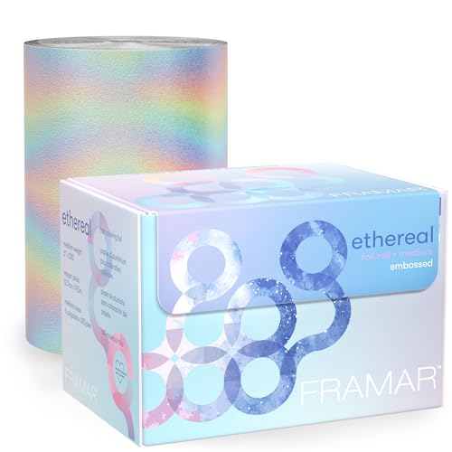 Framar Papel Mechas Peluqueria - Papel Aluminio Peluqueria, Láminas para el Cabello Largo con Textura en Relieve Antideslizante para Estilistas de Cabello – Iridiscente - 97,5 m