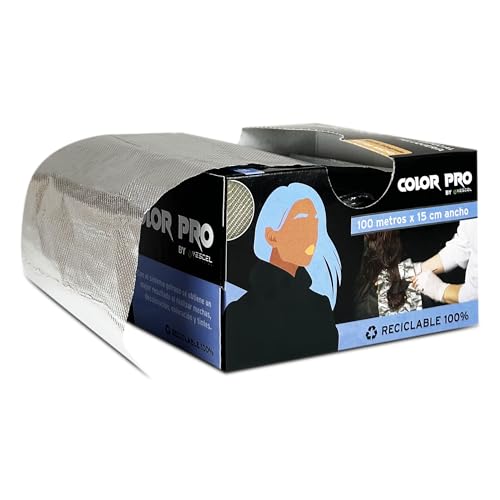 Papel Aluminio Peluquería Profesional 15 cm x 100 m | Papel Aluminio para Mechas, Decoloración, Coloración y Tintes (1 unidad)