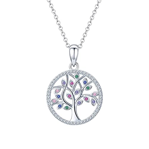 Árbol de la Vida Collar, 925 Colgantes de plata para Mujer 925 - Regalos para Mamá y Abuela para Dia de la Madre