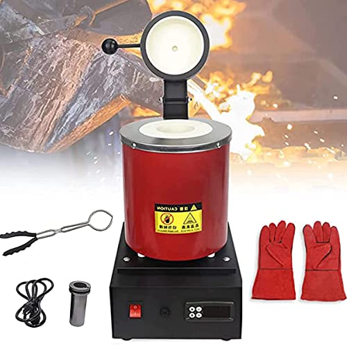 Máquina eléctrica digital de horno de fusión de oro con pinzas, protector de malla y crisol de grafito para refinar metales, perfecta para oro, plata, estaño, aluminio