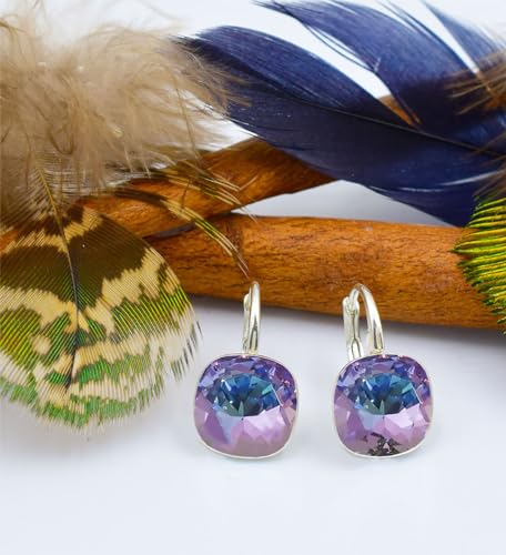 Pendientes de plata exclusivos diseños de cristal de marca – Pendientes de plata 925 de alta calidad para mujer en diferentes tonos y colores, Plata esterlina, Circonia cúbica