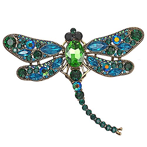 Mecool Broche de la Broche de la libélula Broche de aleación de Insecto Volador de aleación de Insectos de Cristal Imitado