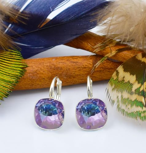 Pendientes de plata exclusivos diseños de cristal de marca – Pendientes de plata 925 de alta calidad para mujer en diferentes tonos y colores, Plata esterlina, Circonia cúbica