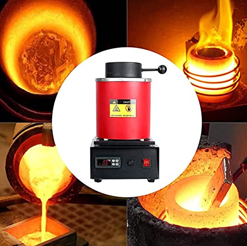 Máquina eléctrica digital de horno de fusión de oro con pinzas, protector de malla y crisol de grafito para refinar metales, perfecta para oro, plata, estaño, aluminio